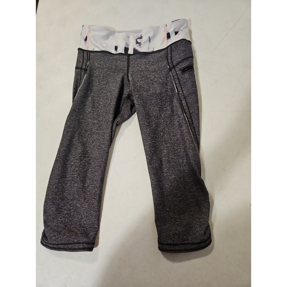 Lululemon Run Top Speed Crop Pant Heathered Gray Size 6 16" Inseam Pockets(L 117